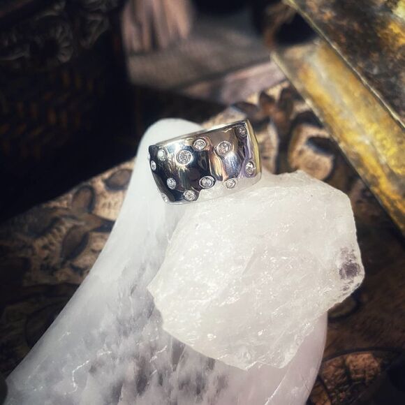 Stainless Steel Wide Band CZ Ring Sizes 7,10 - Picture 8 of 8